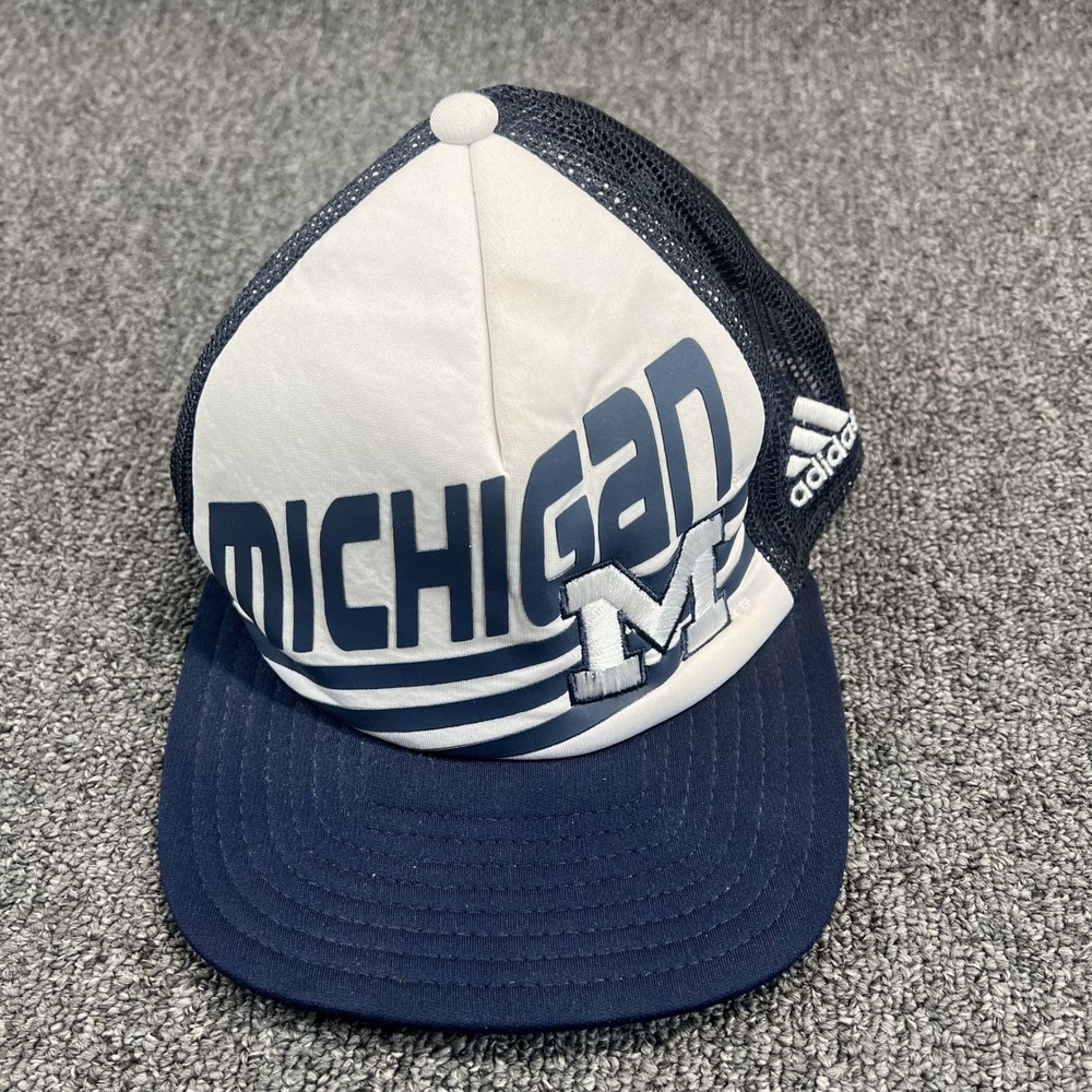 Adidas Vintage Michigan Wolverines Trucker Hat OSFA Navy White Snapback Mesh Cap
